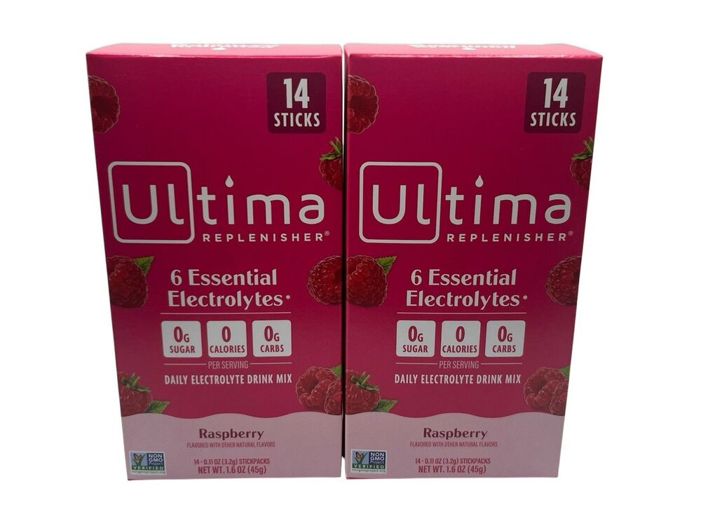 Ultima Replenisher Daily Electrolytes Drink Mix RASPBERRY - 28 Stickpacks - NEW